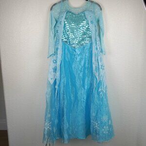 Disney Frozen Elsa Costume Dress Girls Size M 7–8 Blue Sparkle Sequin Gown